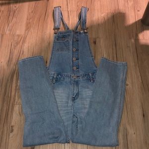 Denim boyfriend overalls